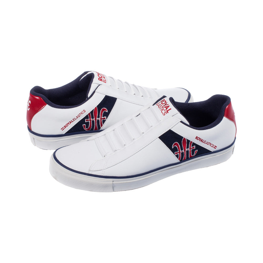 Royal Elastics Men's Cruiser White Black Red Microfiber Low Tops