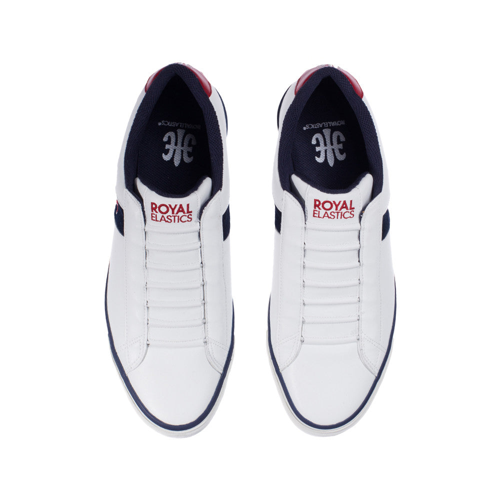 Royal Elastics Men's Cruiser White Black Red Microfiber Low Tops