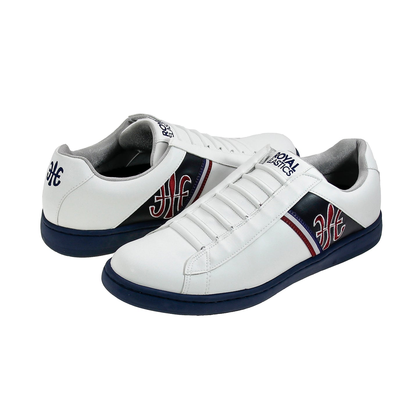 Royal Elastics Men's Jazz White Dark Blue Microfiber Low Tops