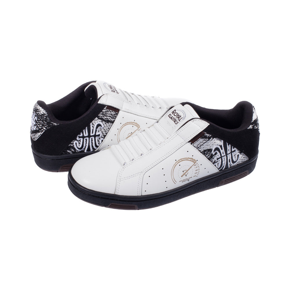 Royal Elastics Men's Icon White Black Leather Sneakers