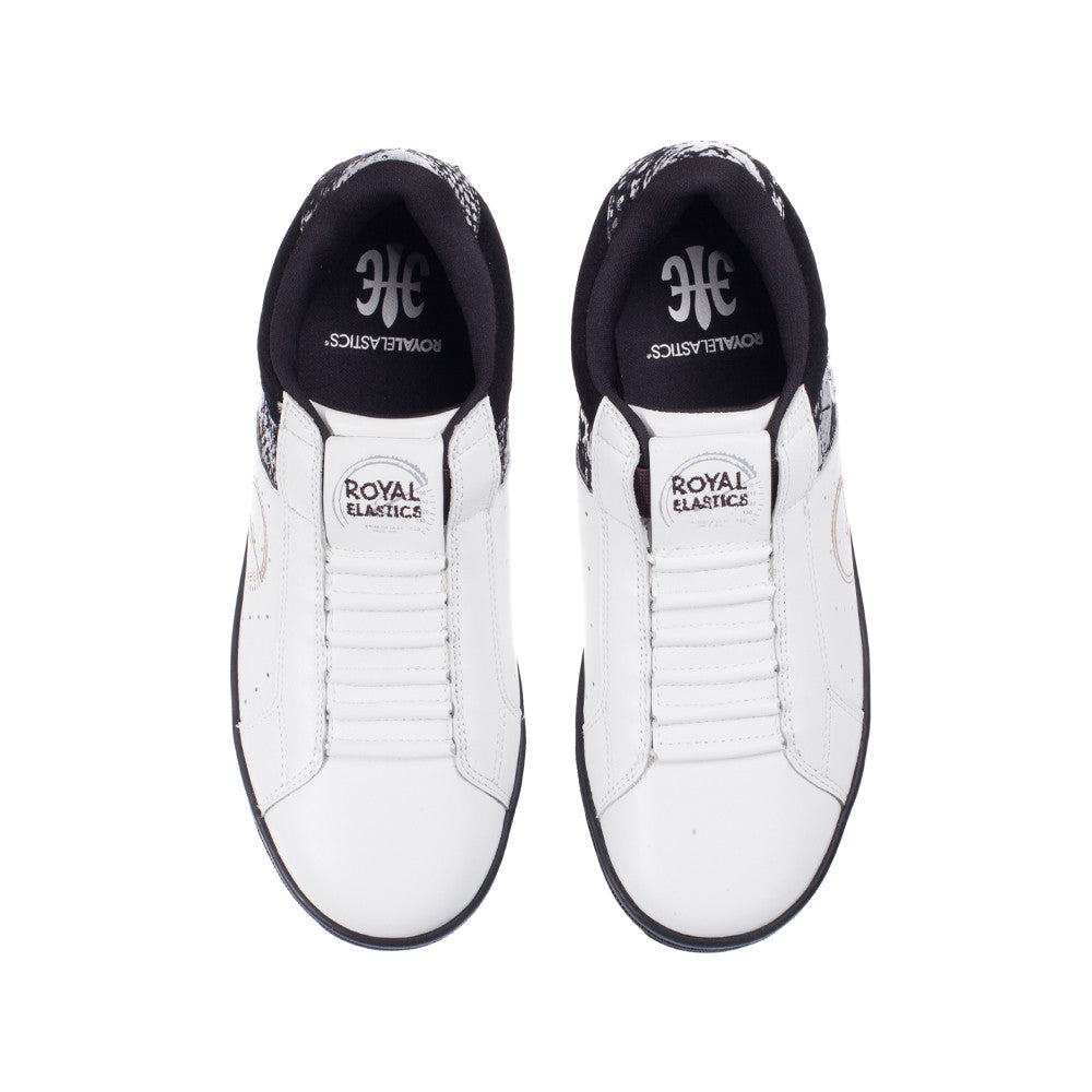 Royal Elastics Men's Icon White Black Leather Sneakers