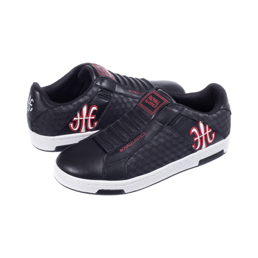 Royal Elastics Men's Icon Black Red Leather Sneakers