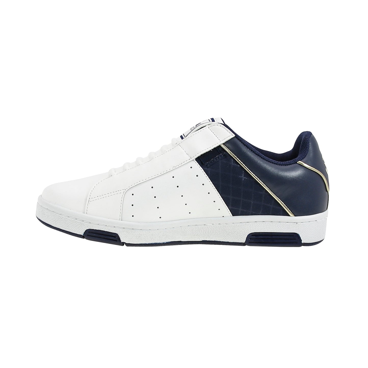 Royal Elastics Men's Icon White Dark Blue Gold Leather Sneakers