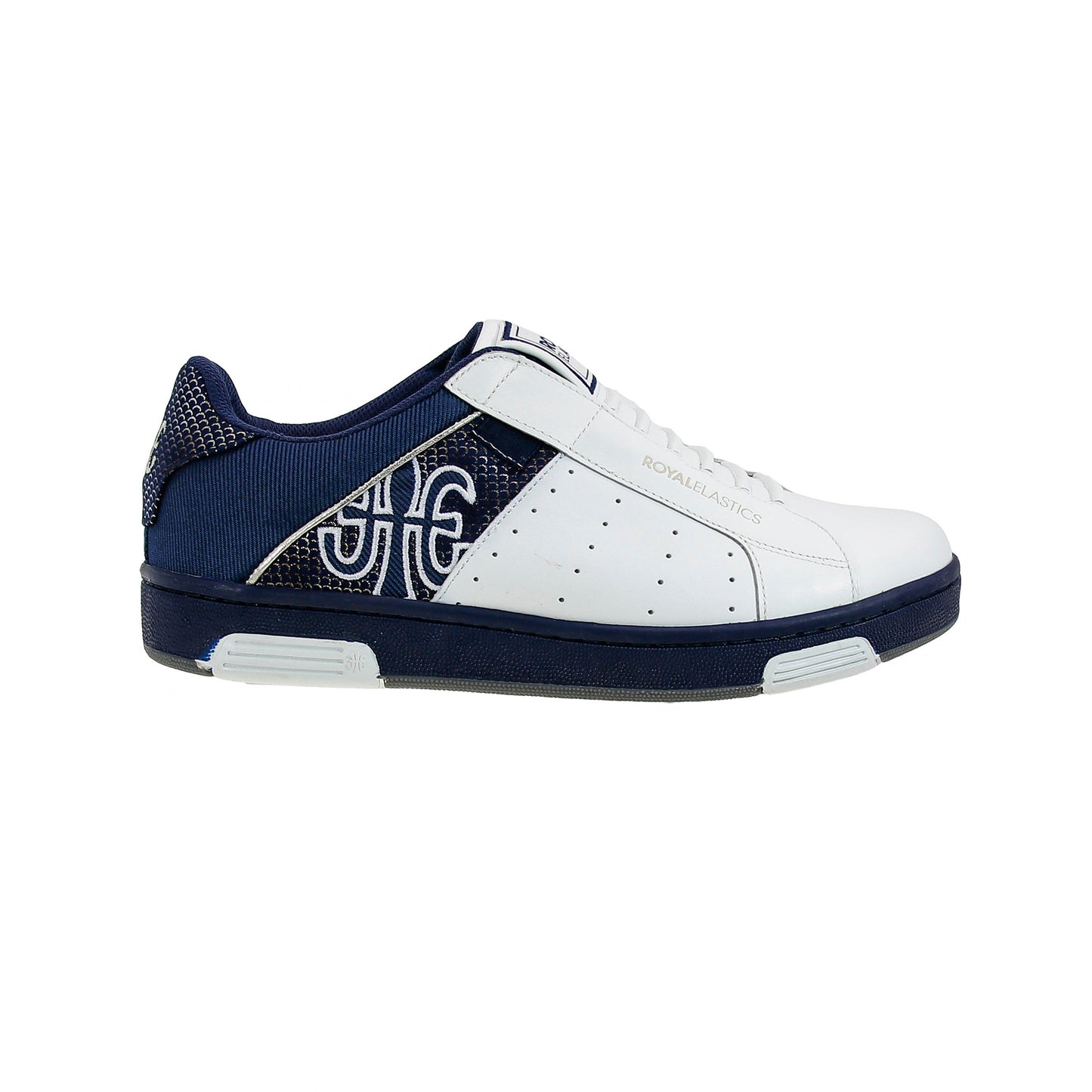 Royal Elastics Men's Icon White Dark Blue Leather Sneakers