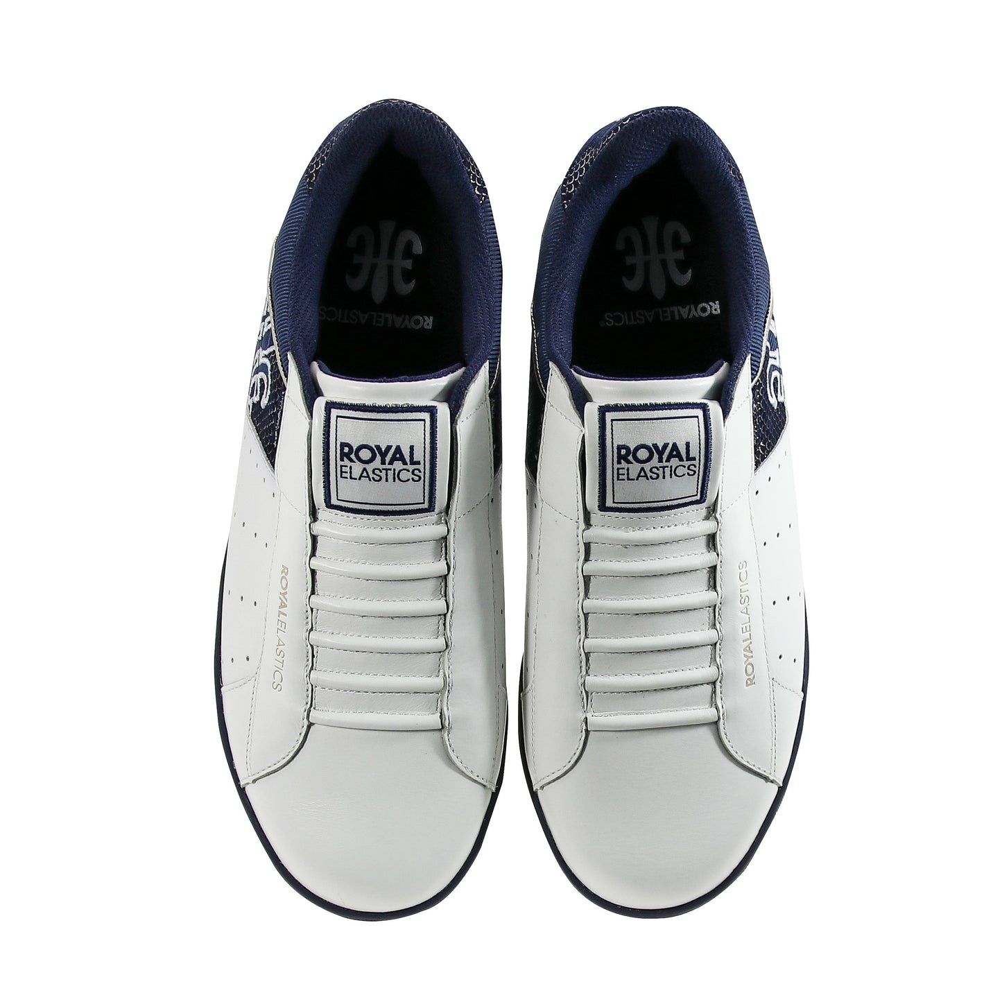 Royal Elastics Men's Icon White Dark Blue Leather Sneakers
