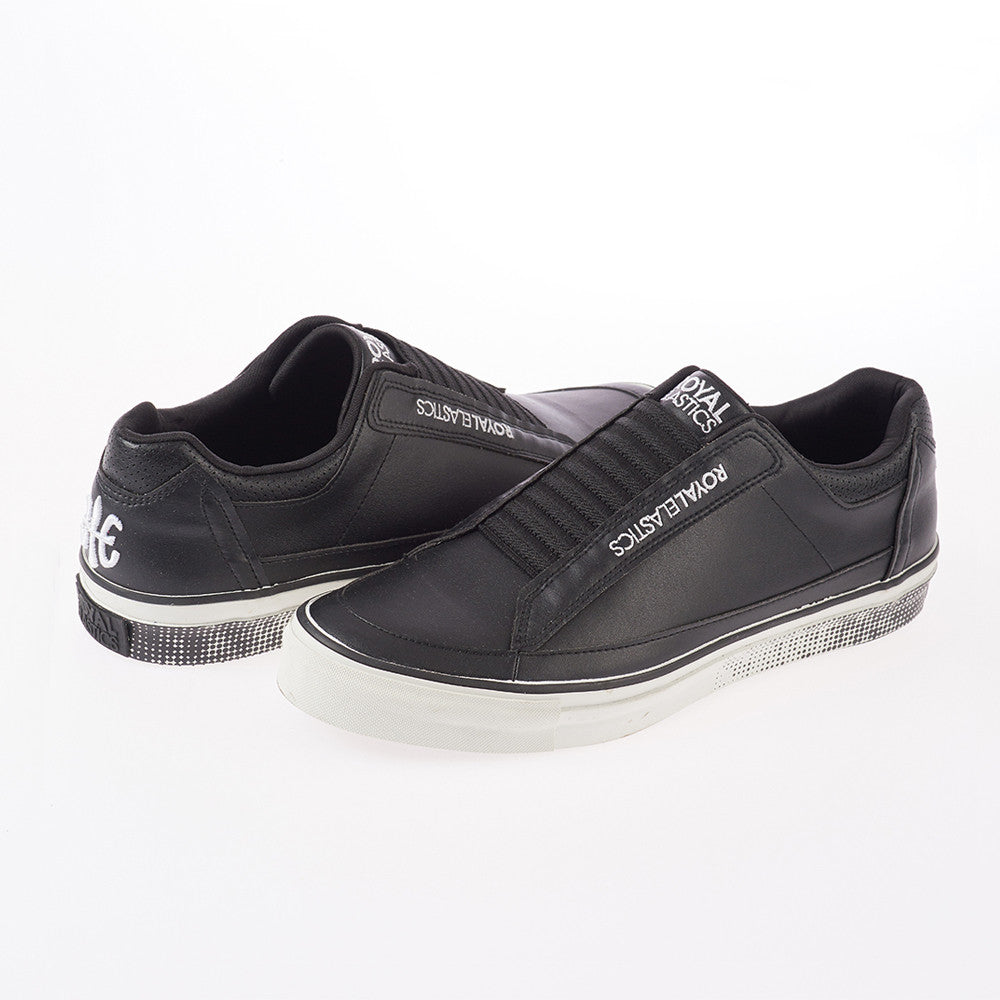 Royal Elastics Men's King White Black Microfiber Low Tops