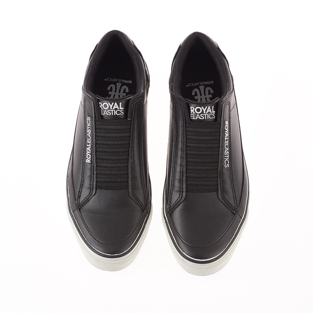 Royal Elastics Men's King White Black Microfiber Low Tops