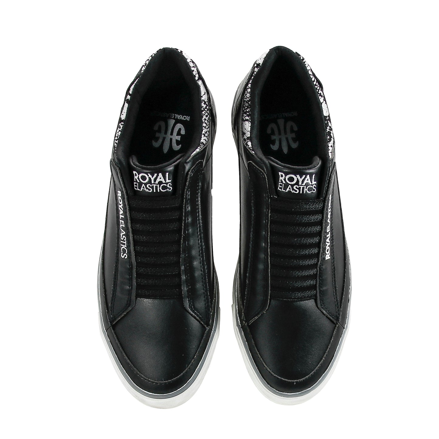 Royal Elastics Men's King Black Silver Microfiber Low Tops