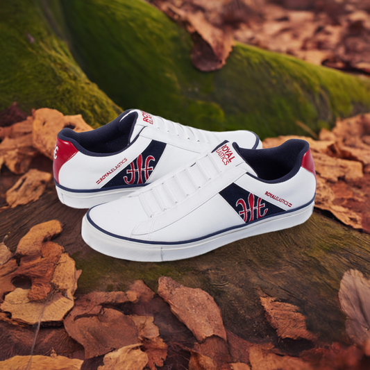 Royal Elastics Men's Cruiser White Black Red Microfiber Low Tops