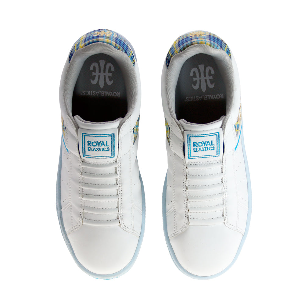 Royal Elastics Women's Icon Alpha White Blue Gold Sneakers