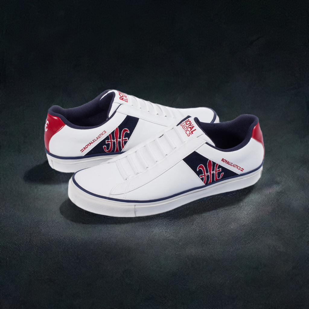 Royal Elastics Men's Cruiser White Black Red Microfiber Low Tops